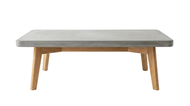 Modern Concrete Coffee Table with Wooden Legs