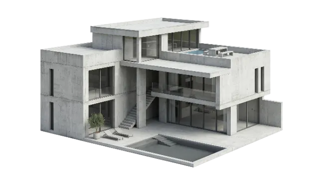 Modern Concrete House with Swimming Pool