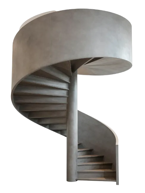 Modern concrete spiral staircase