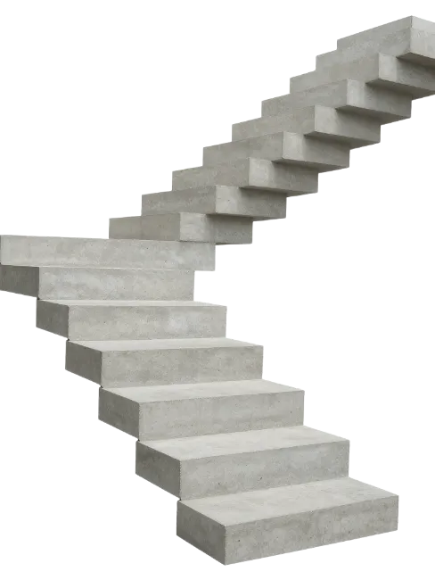 Modern concrete staircase isolated on a dark background