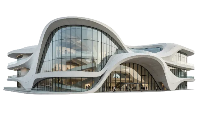 Modern Curved Glass Architectural Building Exterior