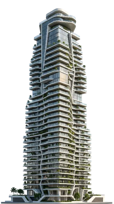 Modern Curved High Rise Skyscraper Building