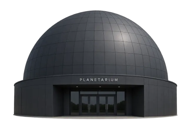 Modern Dark Dome Planetarium Building Exterior