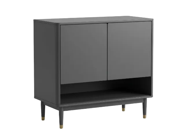 Modern Dark Gray Sideboard Cabinet with Open Shelf