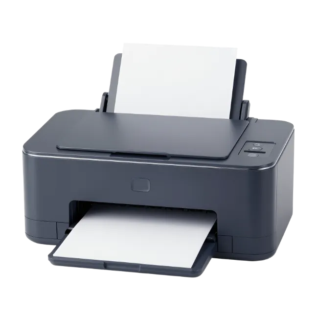 Modern Dark Grey Inkjet Printer with Paper