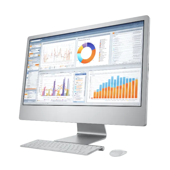 Modern Desktop Computer Displaying Business Analytics Charts