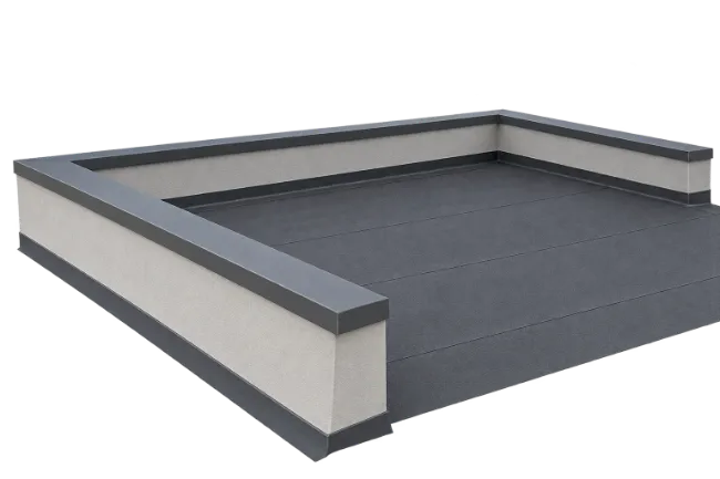 Modern flat roof section with parapet wall