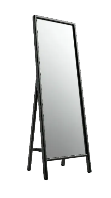 Modern Floor Mirror with Black Metal Frame