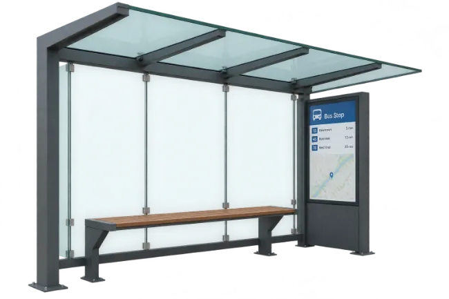 Modern Glass Bus Stop Shelter