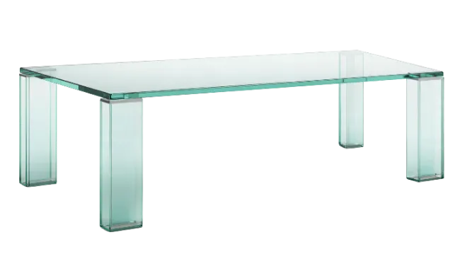 Modern Glass Coffee Table with Thick Legs