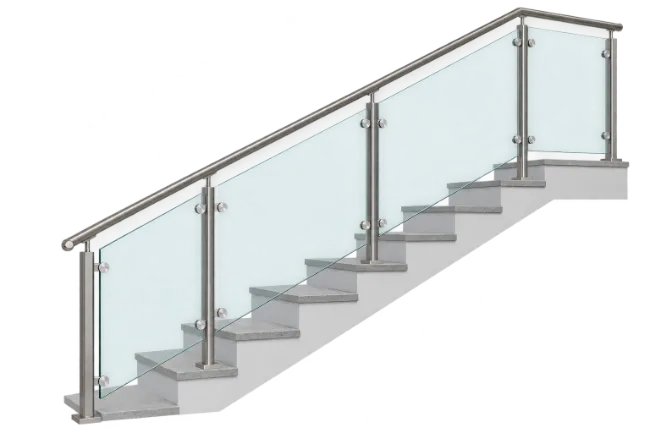 Modern Glass Staircase with Steel Railing