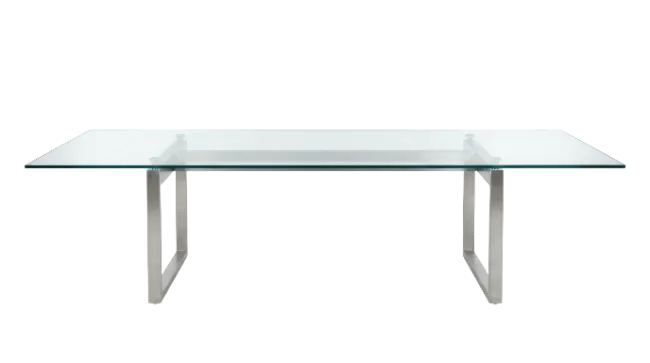Modern Glass Top Dining Table with Steel Legs