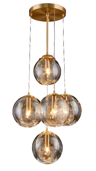 Modern Gold Chandelier with Glass Globes