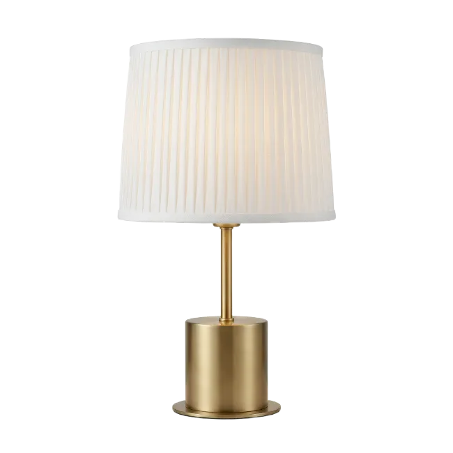 Modern Golden Table Lamp with Pleated White Shade