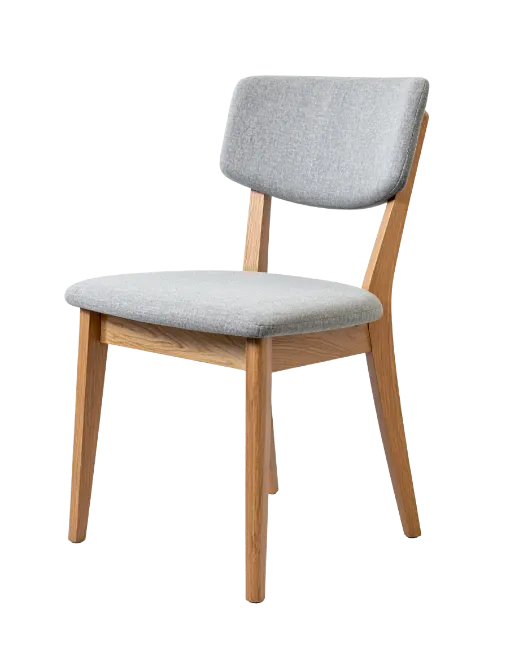Modern Gray Fabric Dining Chair With Wooden Legs