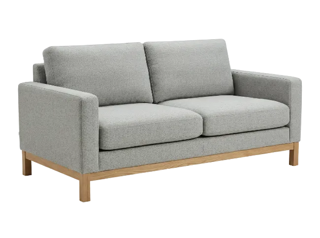 Modern Gray Fabric Sofa with Wooden Legs