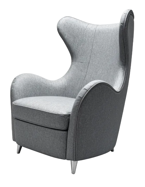 Modern Gray Wingback Armchair