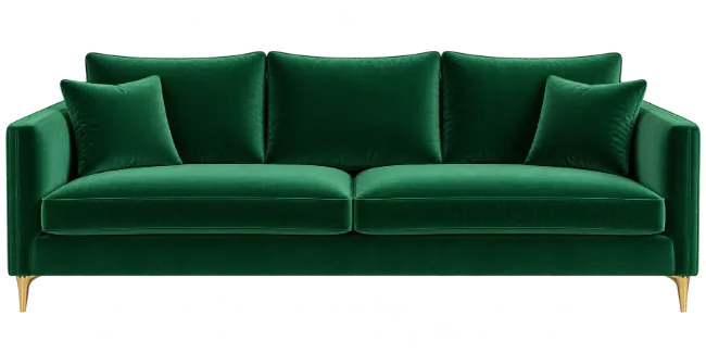 Modern Green Velvet Sofa with Gold Legs