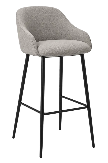 Modern Grey Bar Stool with Black Metal Legs