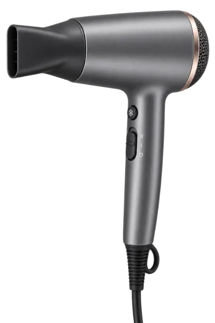 Modern Grey Hair Dryer with Concentrator Nozzle