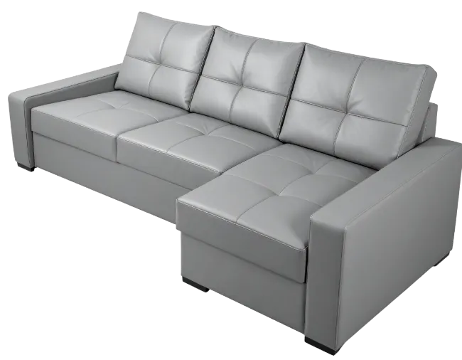 Modern Grey Leather Sectional Sofa