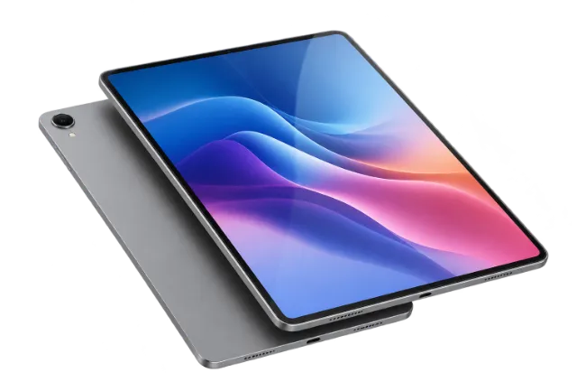 Modern Grey Tablet Computer with Colorful Display