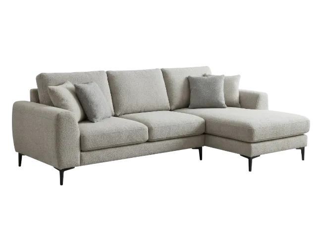 Modern Light Gray Sectional Sofa with Chaise