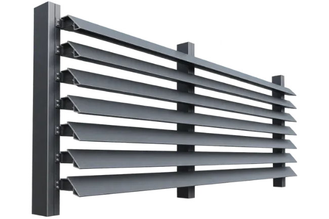 Modern Metal Louver Fence Section