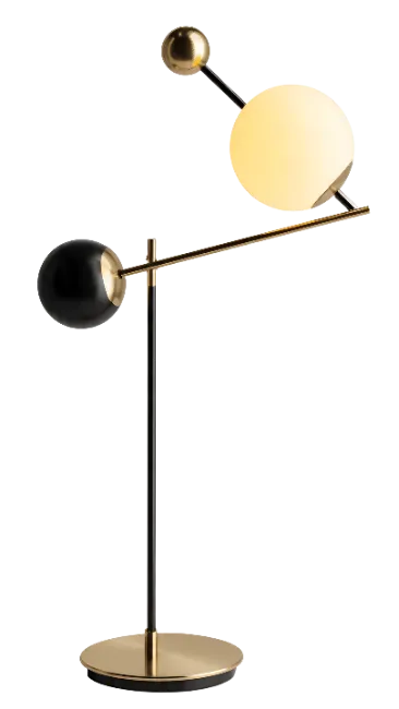 Modern Minimalist Globe Table Lamp with Brass and Black Finish
