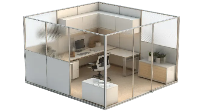 Modern Office Cubicle Workstation with Desk and Chair