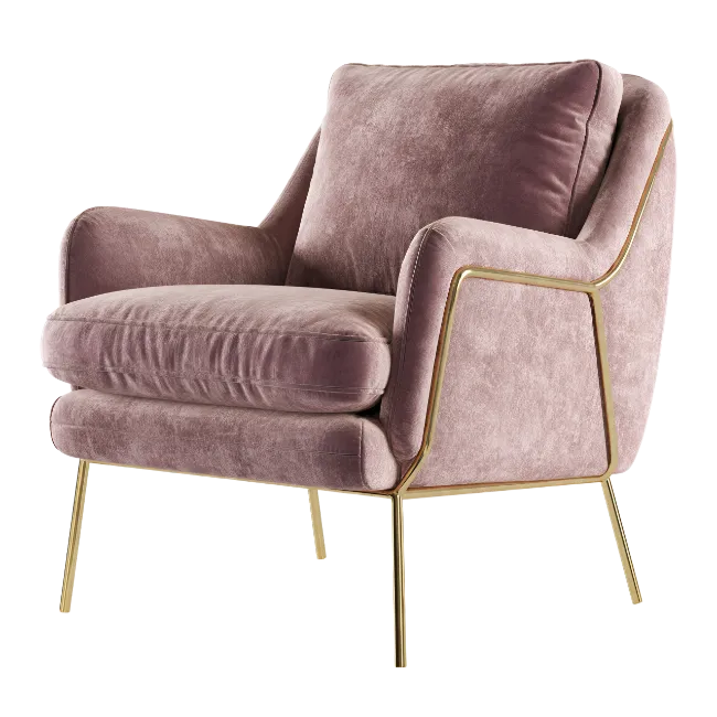 Modern Pink Velvet Armchair