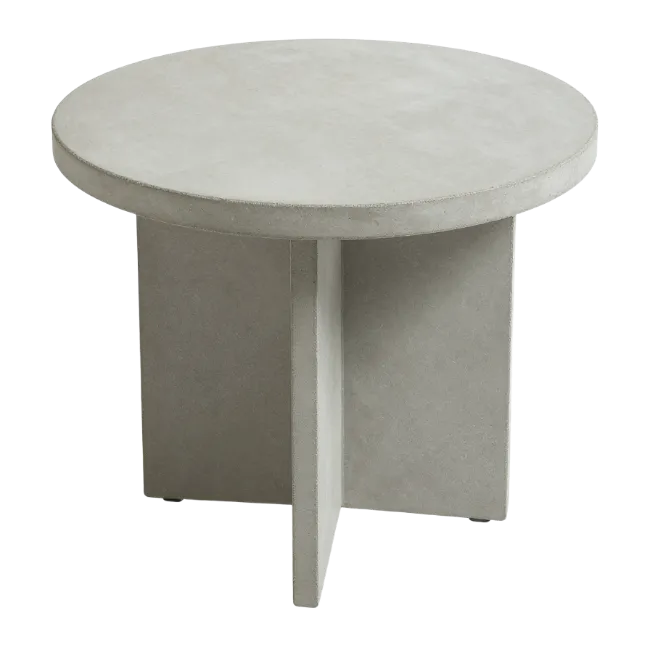 Modern round concrete coffee table with intersecting legs