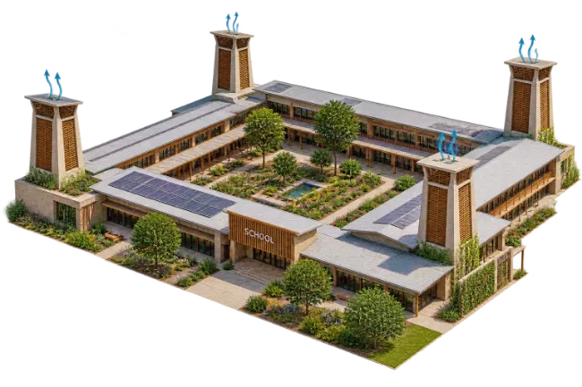 Modern School Building with Courtyard
