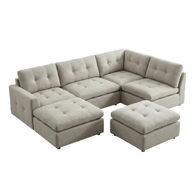 Modern Sectional Sofa with Ottomans