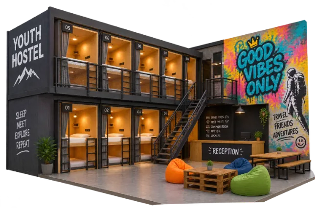 Modern Shipping Container Youth Hostel