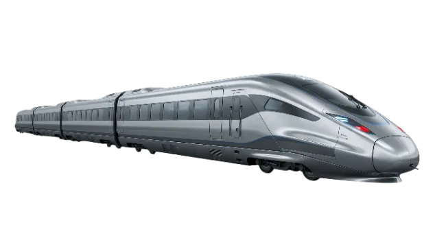Modern Silver High Speed Bullet Train