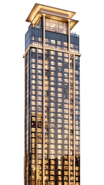 Modern Skyscraper Building with Glowing Lights