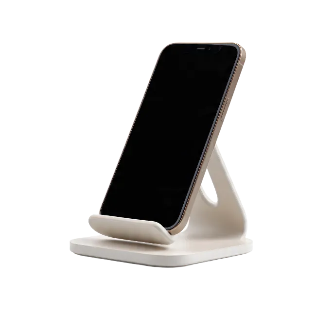 Modern smartphone on a white desk stand