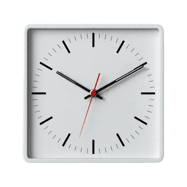 Modern Square Wall Clock with Red Second Hand