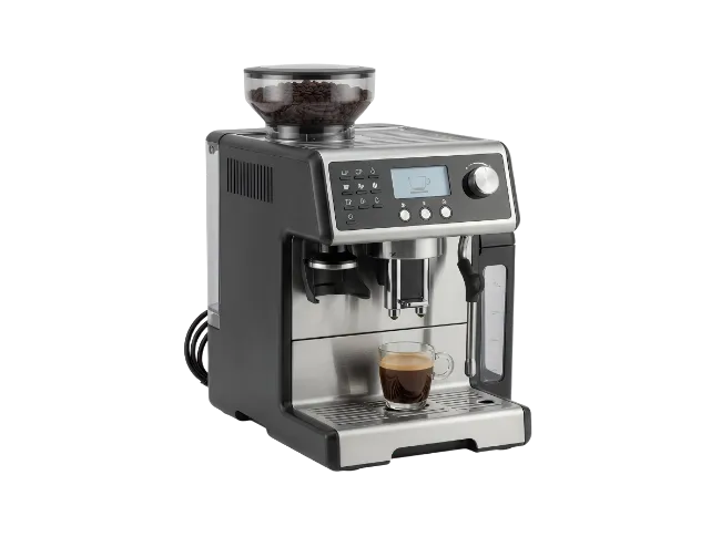 Modern Stainless Steel Espresso Machine with Grinder