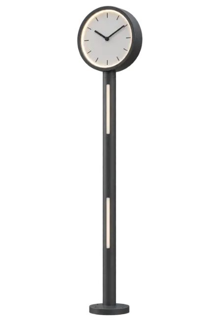 Modern Street Clock Post with Round Dial