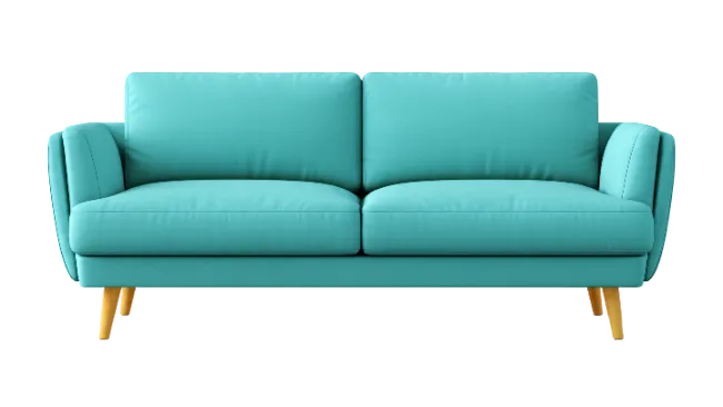 Modern Teal Sofa with Wooden Legs