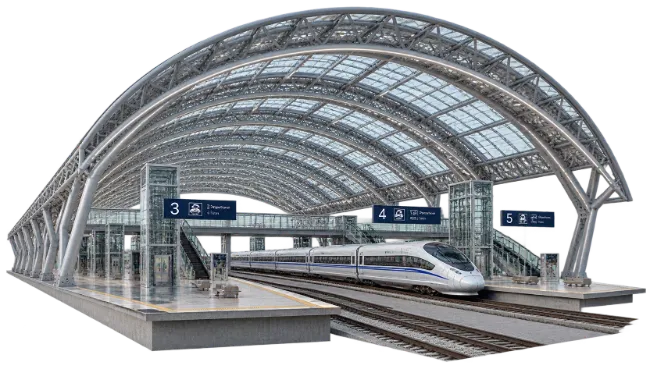 Modern Train Station Interior with High-Speed Train