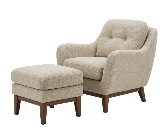 Modern Upholstered Armchair with Matching Ottoman