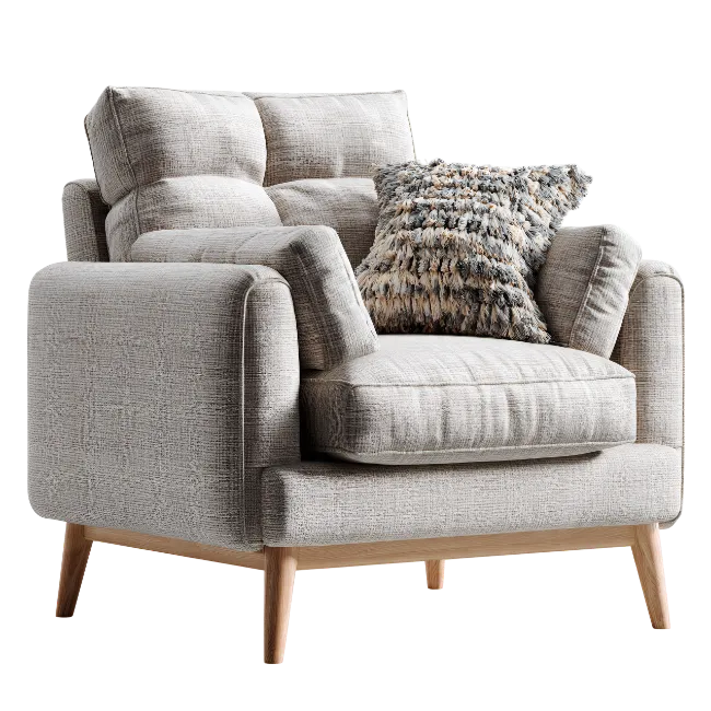 Modern Upholstered Armchair with Throw Pillow