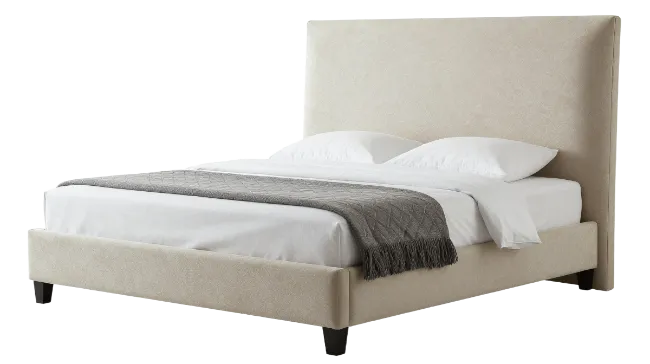 Modern Upholstered Bed with White Linens
