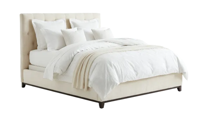 Modern Upholstered Bed with White Linens