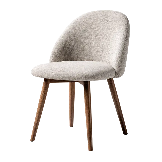 Modern Upholstered Dining Chair with Wooden Legs