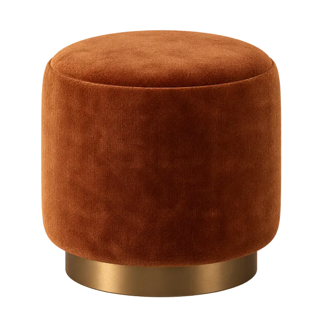 Modern Velvet Round Ottoman Stool