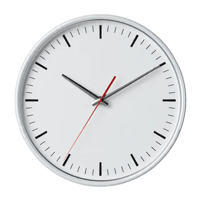 Modern Wall Clock with Silver Frame
